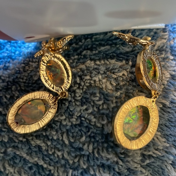 🌟 Starfish Opal Moonstone earrings gold stud dangle NWT - Picture 6 of 6